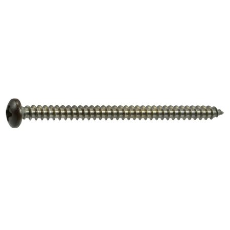 MIDWEST FASTENER Sheet Metal Screw, #8 x 2-1/2 in, Painted 18-8 Stainless Steel Pan Head Phillips Drive, 12 PK 69526